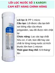 Lõi lọc nước số 12345 Karofi hàng chính hãng lắp cho máy lọc nước Karofi 5 cấp lọc và máy lọc nước