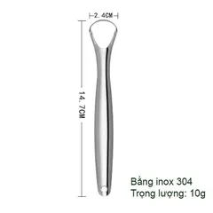 Bộ dụng cụ vệ sinh lưỡi bằng inox 304, làm sạch bề mặt lưỡi giúp hơi thở thơm mát dùng được cho trẻ nhỏ