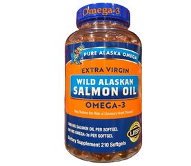 Dầu Cá Hồi Pure Alaska Omega-3 1000mg Mỹ - 210 Viên Hỗ Trợ Tim Mạch, Thị Lực Và Não Bộ Dễ Uống (Mẫu mới) 