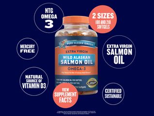 Dầu Cá Hồi Pure Alaska Omega-3 1000mg Mỹ - 210 Viên Hỗ Trợ Tim Mạch, Thị Lực Và Não Bộ Dễ Uống (Mẫu mới) 