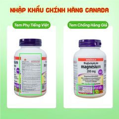 Magnesium 200mg Webber Naturals Canada 60 viên