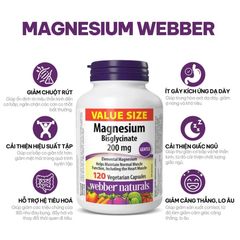 Magnesium 200mg Webber Naturals Canada 60 viên