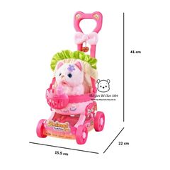 Xe đẩy thú cưng đồ chơi cho bé biết kêu, lắc đuôi, kèm phụ kiện, dùng pin, đồ chơi giáo dục