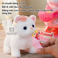 Xe đẩy thú cưng đồ chơi cho bé biết kêu, lắc đuôi, kèm phụ kiện, dùng pin, đồ chơi giáo dục