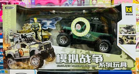 Funny House Đồ Chơi Xe Ô Tô Jeep Địa Hình Chạy Bằng Đà Có Đèn và Âm Thanh 2410 Mô Hình Xe Jeep Màu Xanh