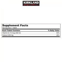 Viên uống Canxi Kirkland Calcium 600mg + D3 - Hỗ trợ sức khỏe xương khớp, hộp 500 viên nhập khẩu từ Mỹ 643113