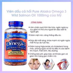 [Chính hãng -Hàng AIR] Viên dầu cá Alaska Omega Wild Alaskan Salmon Oil 1000mg