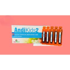 Siro Andikids 2 thanh nhiệt,giải độc gan và hỗ trợ giảm mề đay,mẩn ngứa trẻ em(Hộp 20 ống)