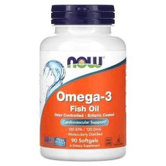 Viên uống Now foods Omega-3 được chưng cất phân tử và bao tan trong ruột, 90 viên nang mềm