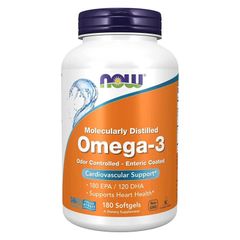 Viên uống Now foods Omega-3 được chưng cất phân tử và bao tan trong ruột, 90 viên nang mềm