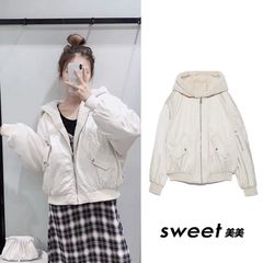 (Freesize) Áo Khoác Bomber Hai Lớp Lót Lông Cừu Dày Dáng Rộng Unisex Có Mũ Giữ Ấm Mùa Đông - Form Oversize Basic