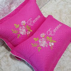 Combo 2 vỏ gối (Áo gối) Satin thêu hoa siêu đẹp