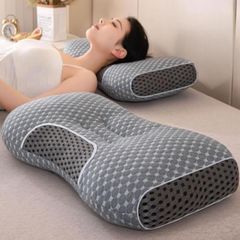 Gối spa dệt kim chống đau mỏi cổ vai gáy, massage bông mềm có lớp lưới thoáng khí
