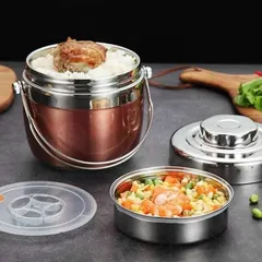 Cặp lồng giữ nhiệt inox dung tích 1,2 lít thiết kế 2 tầng (hàng dày và nặng) hộp đựng cơm