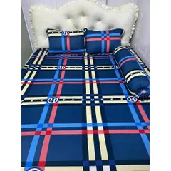 NGẪU NHIÊN Bộ ga vỏ gối 4  món mẫu Caro 1m6x2m (1 ga bo chun, 1 áo gối ôm, 2 áo gối nằm)