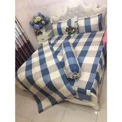 NGẪU NHIÊN Bộ ga vỏ gối 4  món mẫu Caro 1m6x2m (1 ga bo chun, 1 áo gối ôm, 2 áo gối nằm)