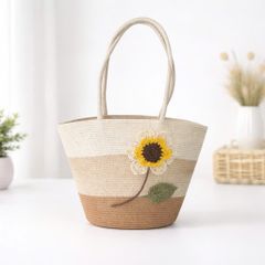 Túi Cói Hoa Hướng Dương Vintage Đi Biển 2026 - Phong Cách Hàn Quốc, Thiết Kế Trẻ Trung, Dung Tích Lớn, Thời Trang Năng Đ động
