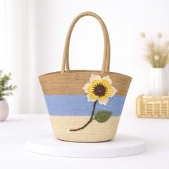Túi Cói Hoa Hướng Dương Vintage Đi Biển 2026 - Phong Cách Hàn Quốc, Thiết Kế Trẻ Trung, Dung Tích Lớn, Thời Trang Năng Đ động