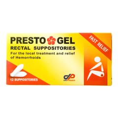 [Nhập khẩu] Viên Đặt Trĩ Presto Gel Dan Pharm (Hộp 12 viên)