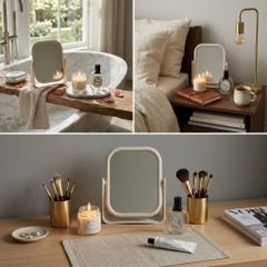 Gương Trang Điểm Để Bàn Khung Nhựa - Mặt Thủy Tinh Tráng Bạc Siêu Nét (15x18cm)
