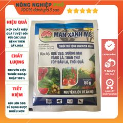 Chế Phẩm Man Xanh Multiagro 50g Đặc Trị Nấm Bệnh  Đốm Vàng Lá, Thán Thư, Sương Mai, Mốc Sương, Phấn Trắng Trên Hoa, Cây