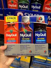 Vicks Set Siro DayQuil & NyQuil Hàng Mỹ Max Strength Severe Cold & Flu 3 Pack 2 Night 1 Day