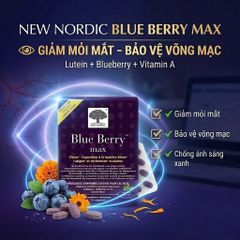 New Nordic Blue Berry Max - Viên Bổ Mắt 120 Viên Giảm Mỏi Khô Mắt, Tăng Cường Thị Lực, Bảo Vệ Mắt Khỏi Ánh Sáng Xanh