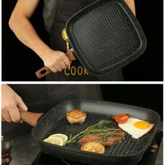 Chảo mặt đá vuông, chảo bít tết trang trí siêu đẹp, chảo vuông đáy từ phong cách Hàn Quốc dành cho nhà bếp (TV317)