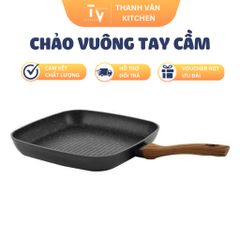 Chảo mặt đá vuông, chảo bít tết trang trí siêu đẹp, chảo vuông đáy từ phong cách Hàn Quốc dành cho nhà bếp (TV317)