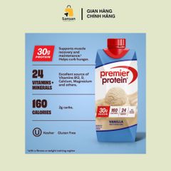 Sữa cao đạm Premier Protein Shake 30g protein, hương Vani, 12 hộp - Nội địa Mỹ