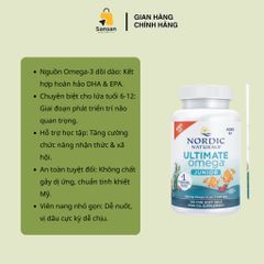 TPBVSK Viên dầu cá Nordic Naturals Ultimate Omega Junior Softgels cho bé 6-12 tuổi, 680mg 120 viên - Nội địa Mỹ