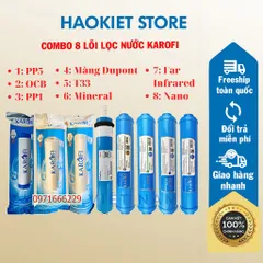 Trọn bộ Combo 8 lõi lọc nước Karofi 12345678 - T33, Mineral, Far, Nano silver