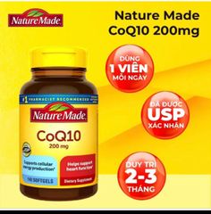 Viên uống bổ tim mạch Nature Made CoQ10 200mg - 140 viên nhộng mềm