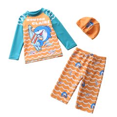 Đồ bơi trẻ em, Đồ bơi bé trai tay dài quần lửng họa tiết cá heo chống nắng chống UV