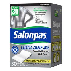 Mẫu mới Miếng Dán Giảm Đau Salonpas LIDOCAINE 4% Gel-Patch 30 Miếng - Hỗ Trợ Giảm Đau Hiệu Quả Lên Đến 8 Giờ