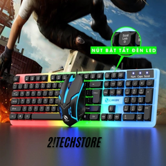 Combo Bàn Phím Giả Cơ Kèm Chuột Máy Tính GTX350 Có Dây - Tích Hợp Đèn Led Bật Tắt | Phiên Bản Keycap Bo Góc Mới, BH 12T