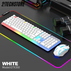 Combo Bàn Phím Giả Cơ Kèm Chuột Máy Tính GTX350 Có Dây - Tích Hợp Đèn Led Bật Tắt | Phiên Bản Keycap Bo Góc Mới, BH 12T