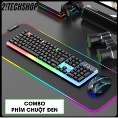 Combo Bàn Phím Giả Cơ Kèm Chuột Máy Tính Có Dây GTX350 Fullsize 104 Phím Có Đèn Led Bật Tắt