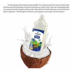 [COMBO 2 CHAI] Dầu dừa tinh khiết Organic Vietcoco (thực phẩm ) chai 500ml, xuất xứ Việt Nam