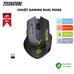 Chuột Gaming Không Dây Dual Mode (Bluetooth/Wireless) - Led Ngầu, Pin Sạc Type-C, Max 1600 DPI