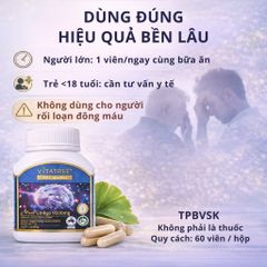 Viên Uống Bổ Não Vitatree Ginkgo Plus 9500 + CoQ10 50mg – Hỗ Trợ Trí Nhớ, Tuần Hoàn Não – 60 Viên