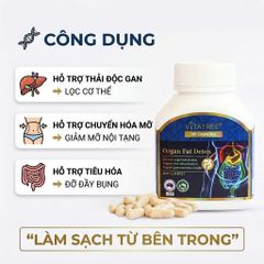 Viên Uống Giảm Mỡ Nội Tạng Vitatree Organ Fat Detox hỗ trợ tiêu hóa hỗ trợ chuyển hóa hộp 60 viên