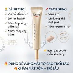 Kem Dưỡng Mắt Eucerin Hyaluron-Filler + Elasticity Eyes Contour Care SPF20 15ml _ Chống Nhăn, Lão Hóa Da Mắt