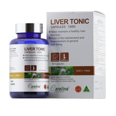 Viên uống Careline Liver Tonic Capsules 13000, một loại thực phẩm chức năng hỗ trợ sức khỏe gan từ Úc.