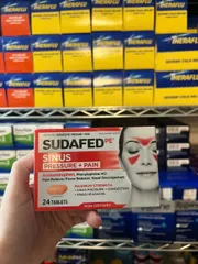 Sudafed PE Sinus Pressure + Pain Non-Drowsy Mỹ.