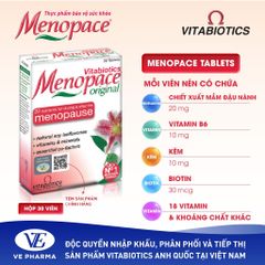 Thực Phẩm Bảo Vệ Sức Khỏe MENOPACE Vitabiotics Hỗ Trợ Cân Bằng Nội Tiết Tố Nữ Hộp 30 Viên
