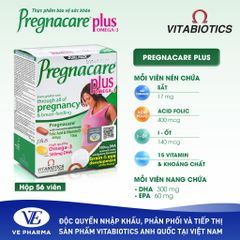 Combo 3 Hộp TPBVSK PREGNACARE Plus Omega-3 Cho Phụ Nữ Mang Thai Và Cho Con Bú 56 Viên Vitabiotics