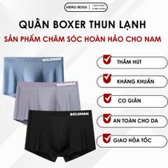 Quần lót nam BOLDMAN thun lạnh mềm mại, thoáng khí, thiết kế boxer lưới - Chất liệu polyamide + spandex, đa màu sắc M-XXL