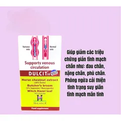 DULCIT Holistica hỗ trợ giảm phù chân do suy giãn tĩnh mạch,đau búi trĩ(Hộp 30viên)