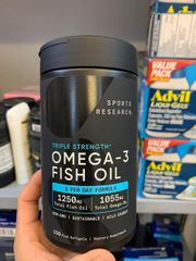 Dầu cá Sports Research Triple Strength Omega-3 Fish Oil 150 Fish Softgels